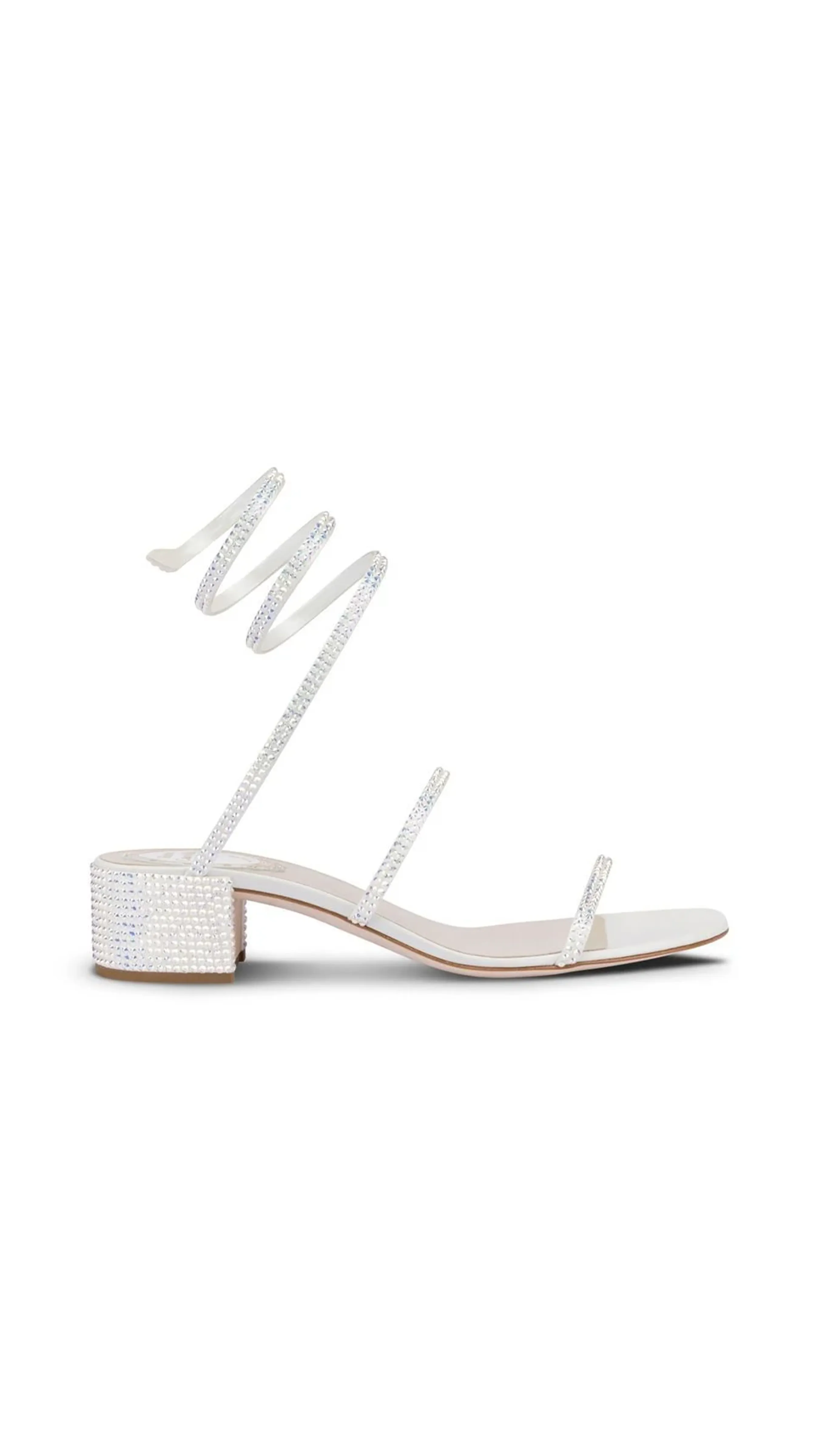 Crystal White Satin Sandals Cleo