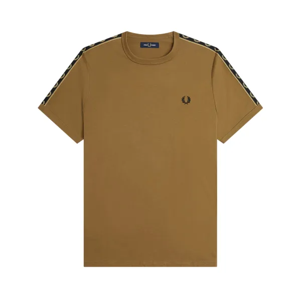 Fred Perry - Contrast Tape Ringer T-Shirt - Shaded Stone/ Black