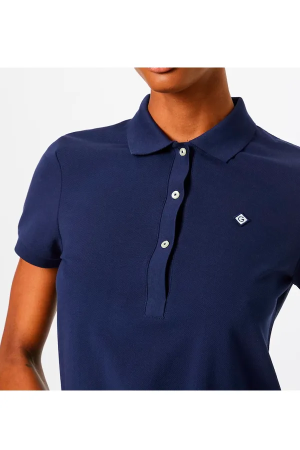 GANT Women Shield Logo Polo Navy - Ladies Navy Blue Polo Shirt with Shield Logo