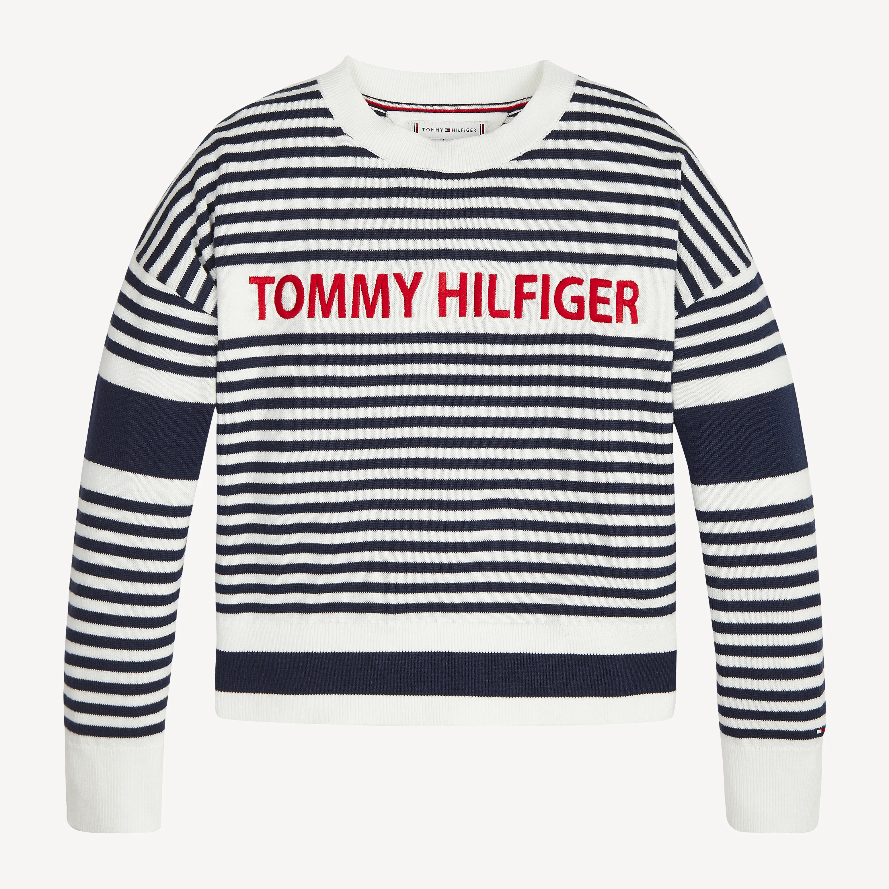 Tommy Hilfiger Girls Striped Logo Jumper - Shop Now