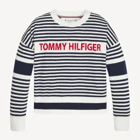 Tommy Hilfiger Girls Striped Logo Jumper - Shop Now