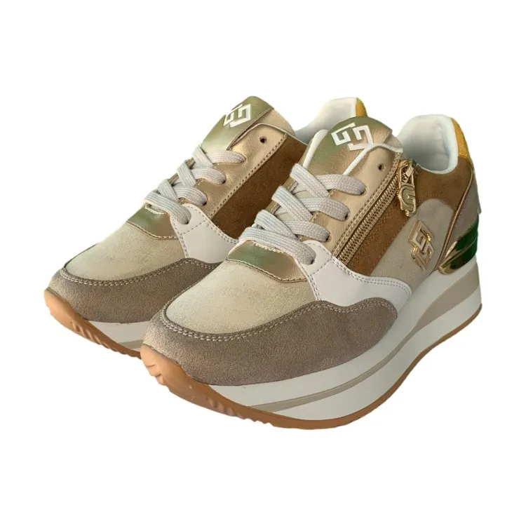 Women's Beige Sneakers by Gold & Gold