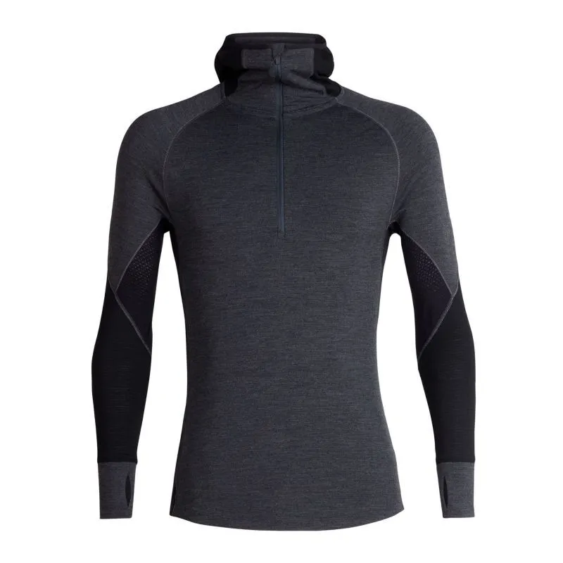 Men's Merino Wool Long Sleeve Half Zip Hoodie - Icebreaker BodyFitZone 260 Zone