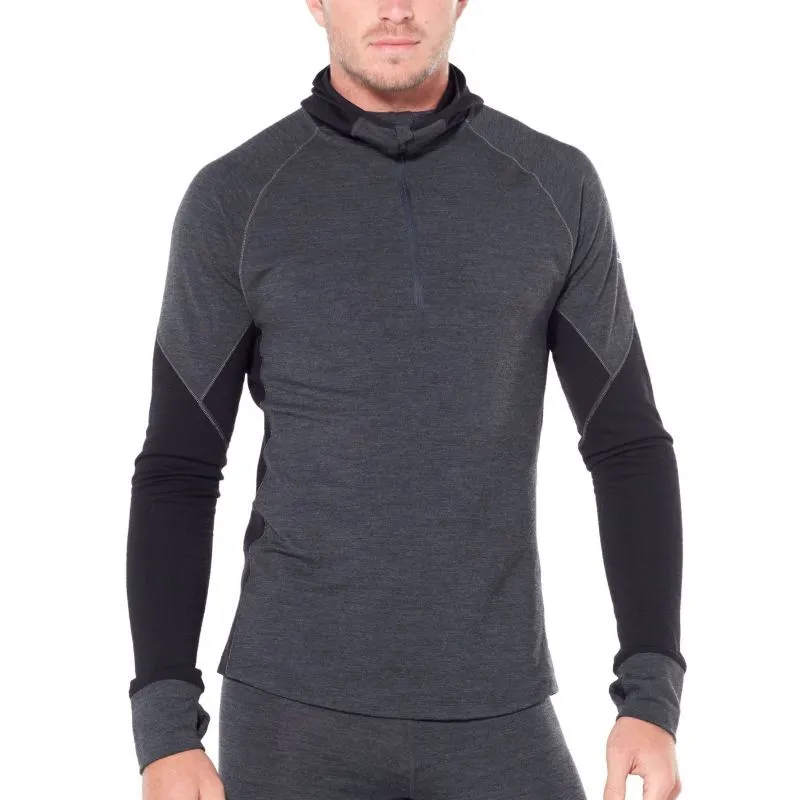 Men's Merino Wool Long Sleeve Half Zip Hoodie - Icebreaker BodyFitZone 260 Zone