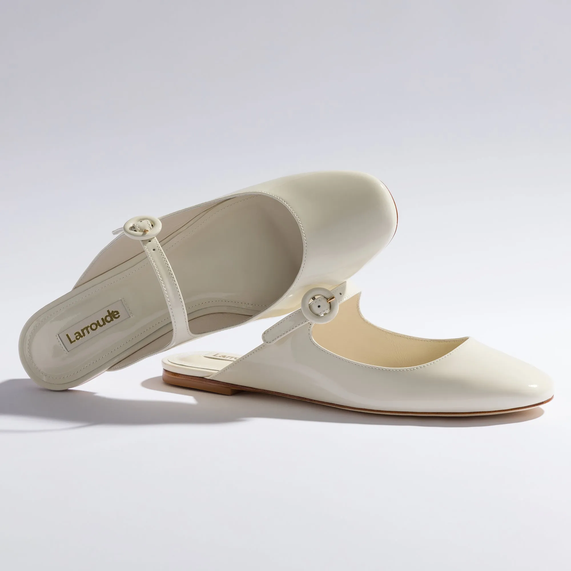 Ivory Patent Leather Blair Flat Mule