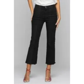 Women's Black Frayed Hem Flared Jeans