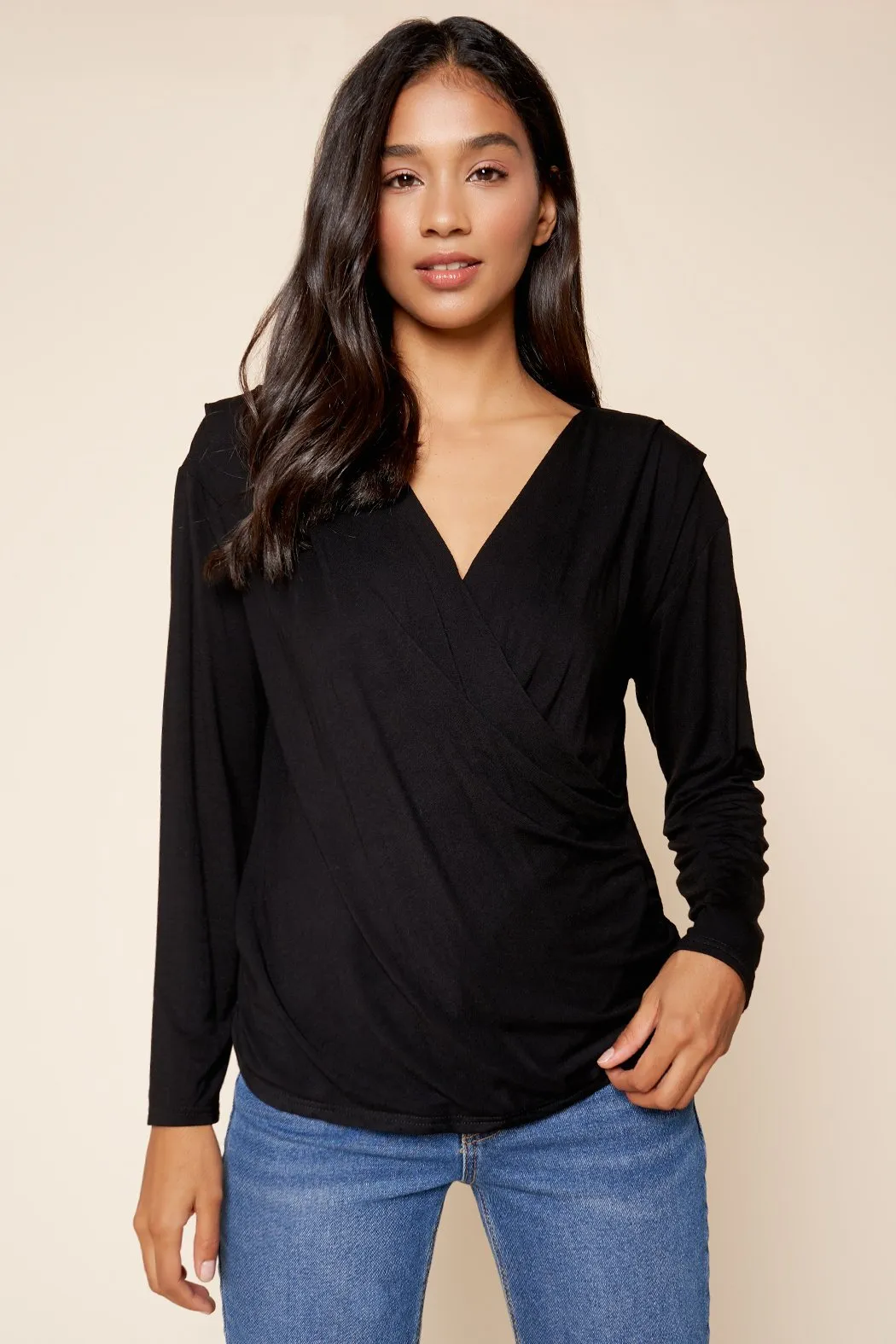 Julia Surplice Jersey Knit Top