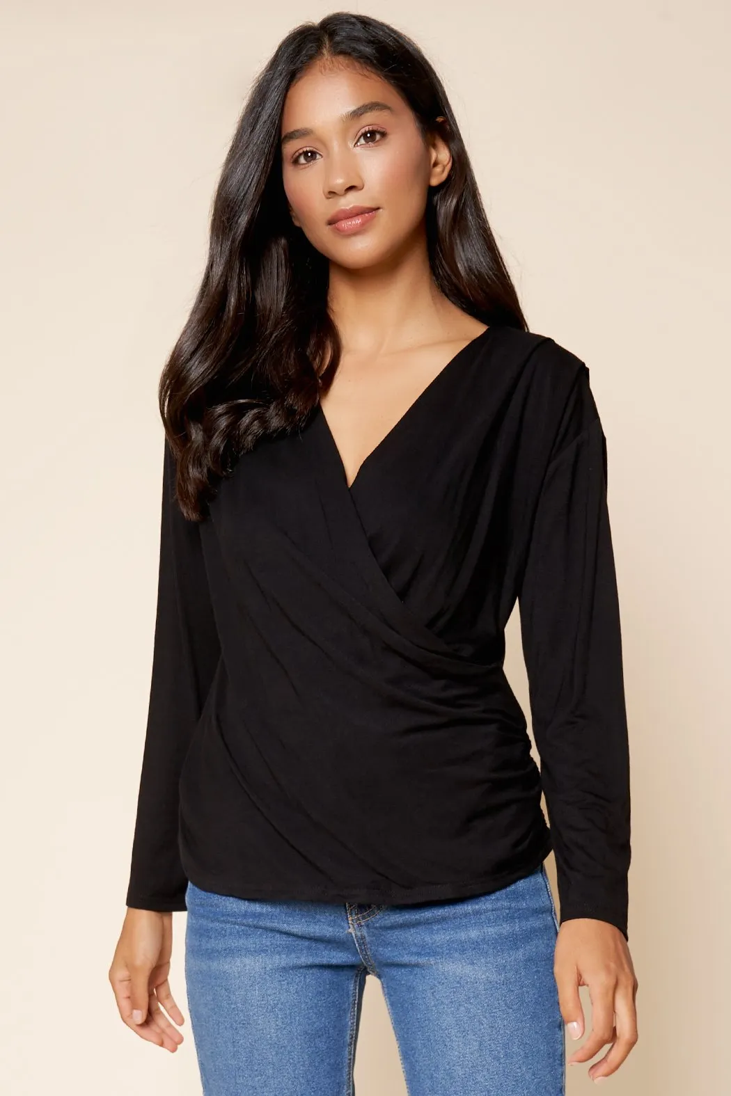 Julia Surplice Jersey Knit Top