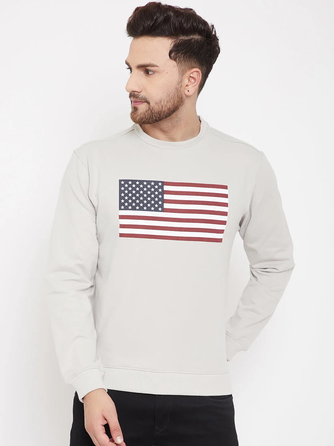 JUMP USA Men Grey Printed Sweatshirt