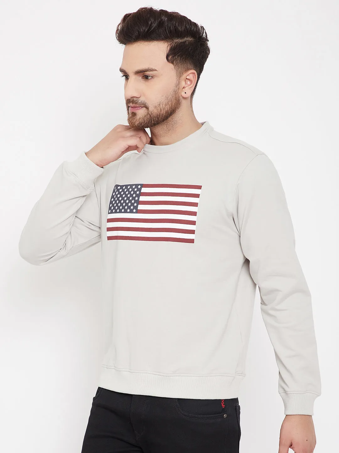 JUMP USA Men Grey Printed Sweatshirt