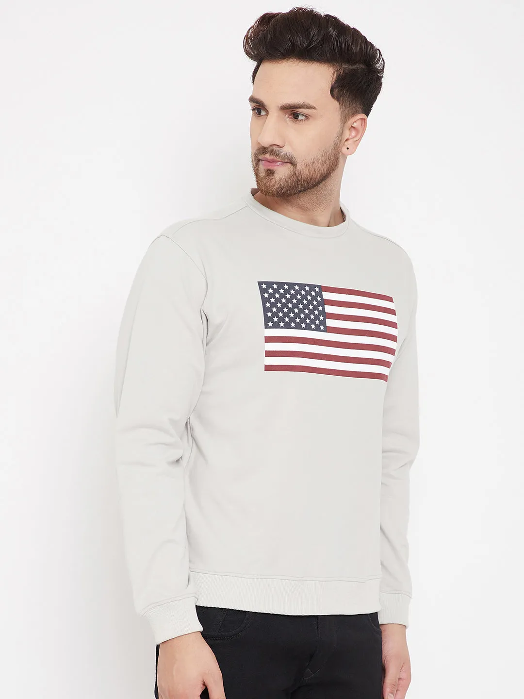 JUMP USA Men Grey Printed Sweatshirt