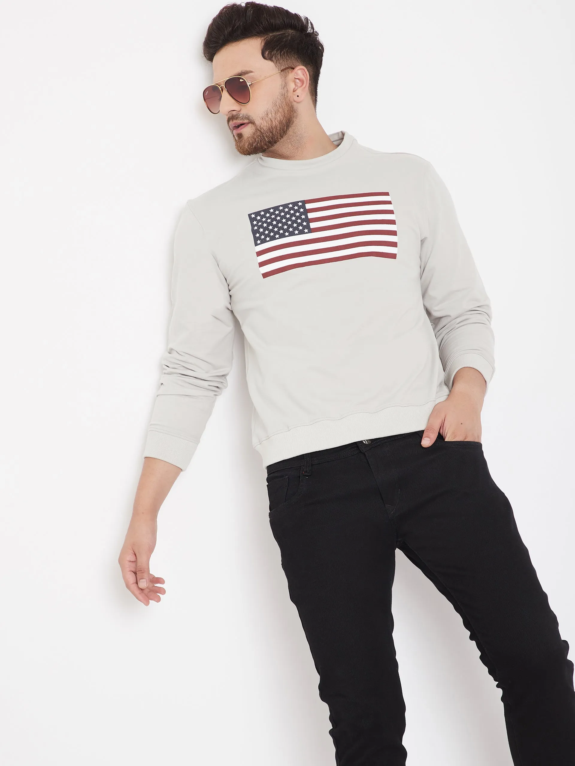 JUMP USA Men Grey Printed Sweatshirt