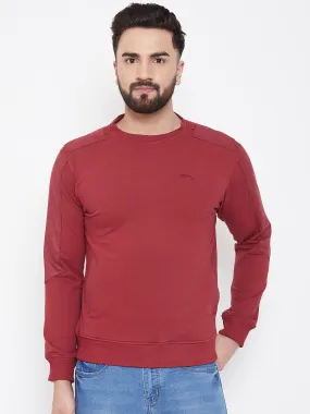 JUMP USA Men Red Solid Sweatshirt