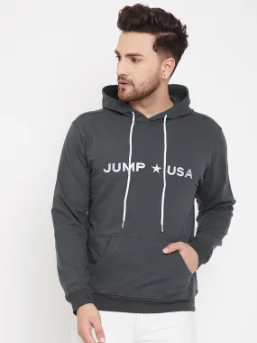 JUMP USA Men Solid Hooded Sweatshirt