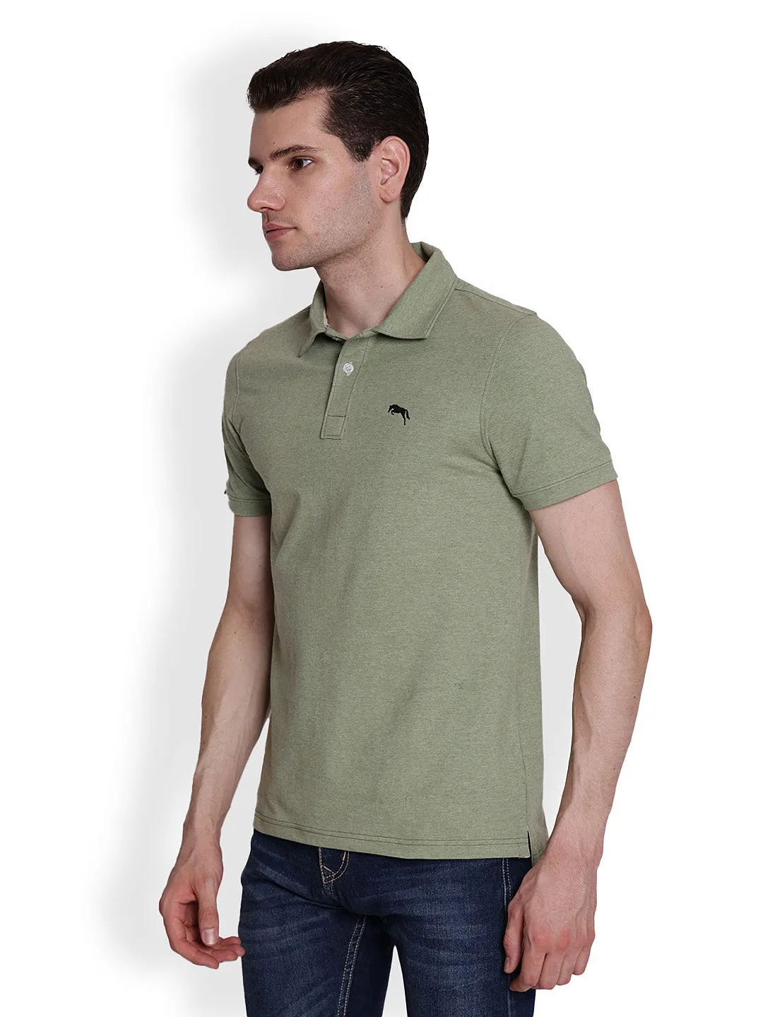 JUMP USA Men Solid mint green Polo Collar Cotton T-shirt