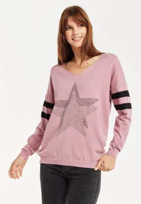 Jumpers Cardigans ce Pink Long Sleeve Jumper with Sparkly Star Liquorish