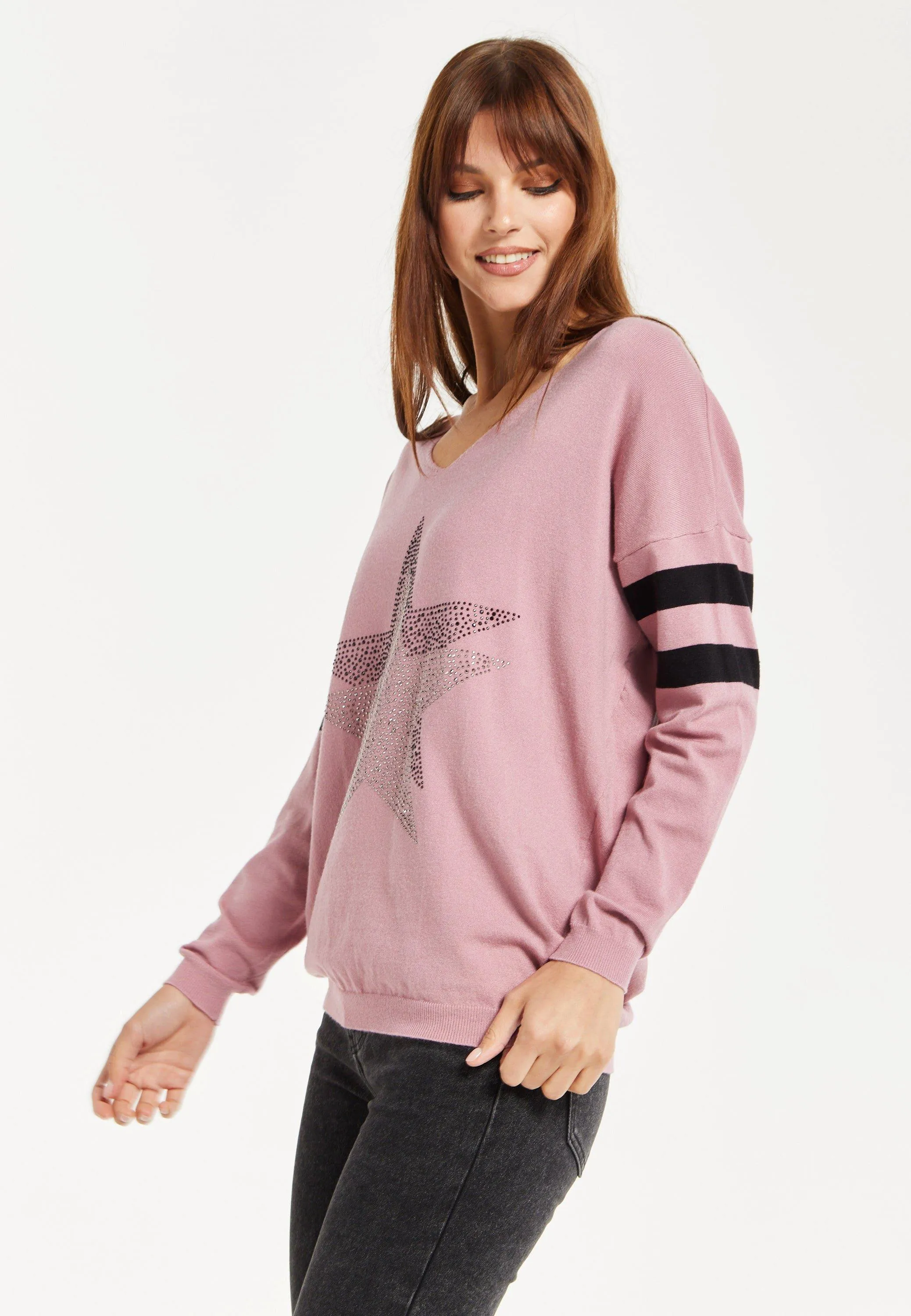 Jumpers Cardigans ce Pink Long Sleeve Jumper with Sparkly Star Liquorish