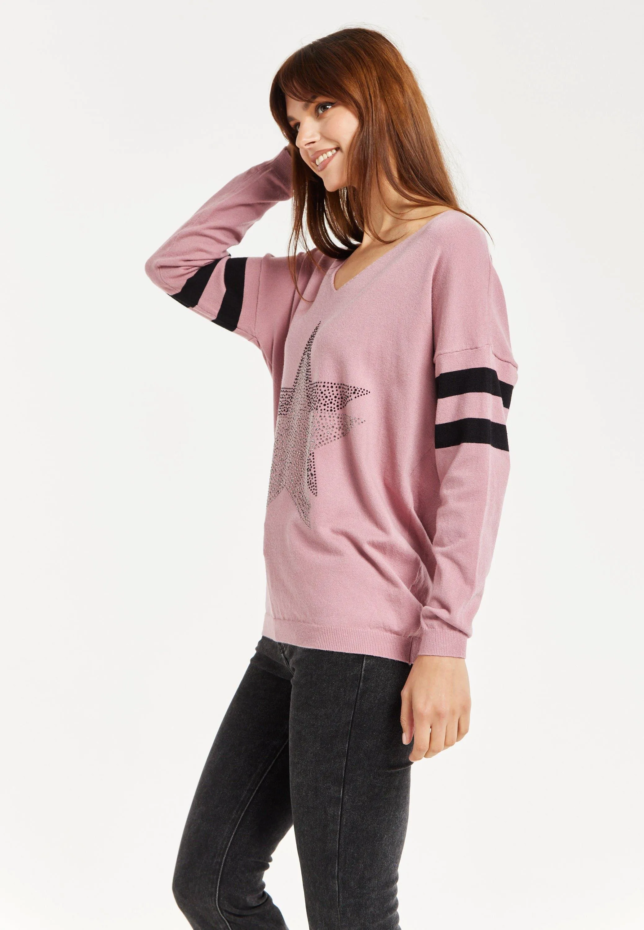 Jumpers Cardigans ce Pink Long Sleeve Jumper with Sparkly Star Liquorish