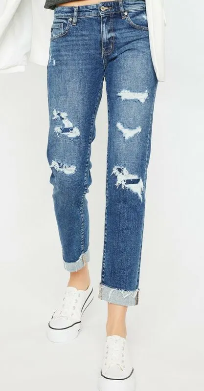 KanCan Patched Distressed Boyfriend Jeans in Size 5/26 to 22W