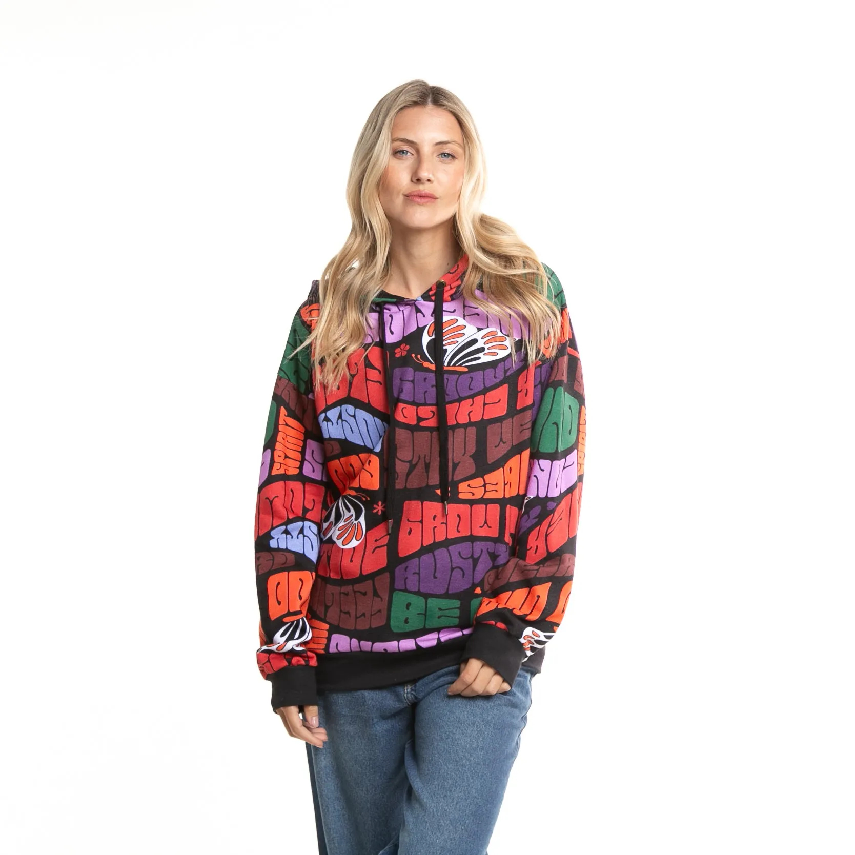 Kangaroo Rusty Groovy Oversized Hoodie Black.