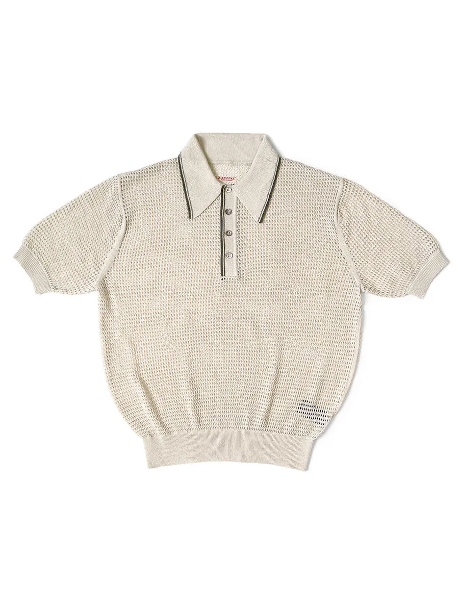 12G Mesh Knit Carol Polo Tee by Kapital