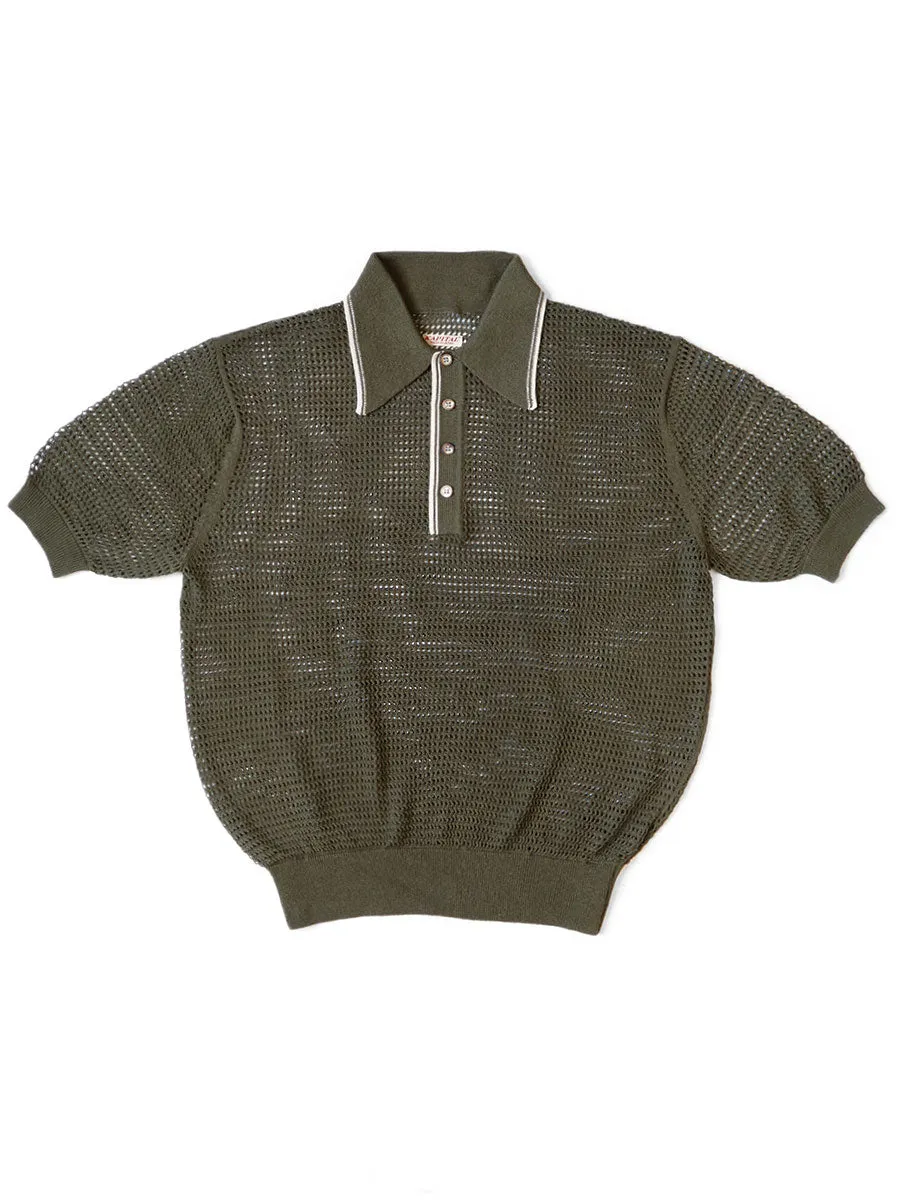 12G Mesh Knit Carol Polo Tee by Kapital