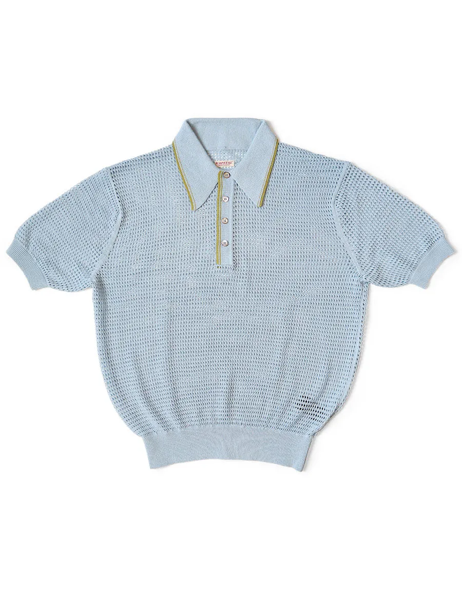 12G Mesh Knit Carol Polo Tee by Kapital