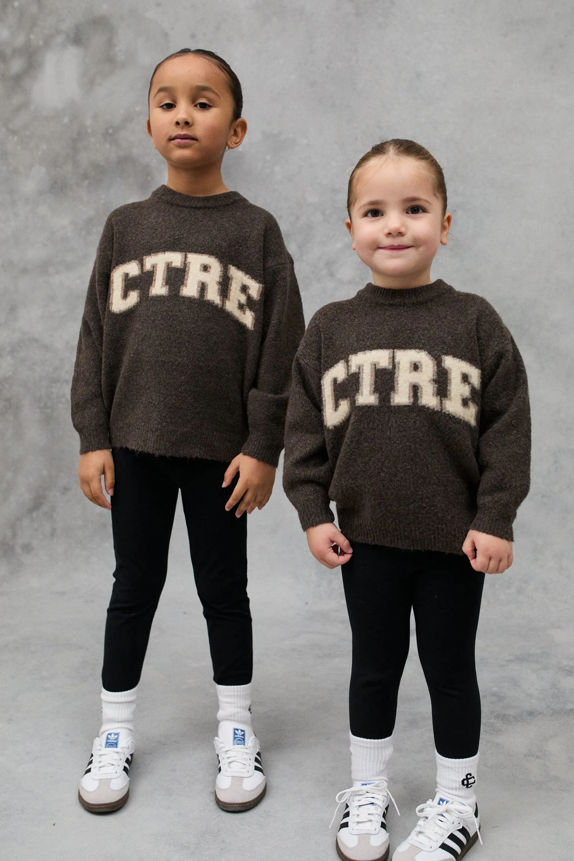 KIDS CTRE KNITTED SWEATSHIRT - BROWN