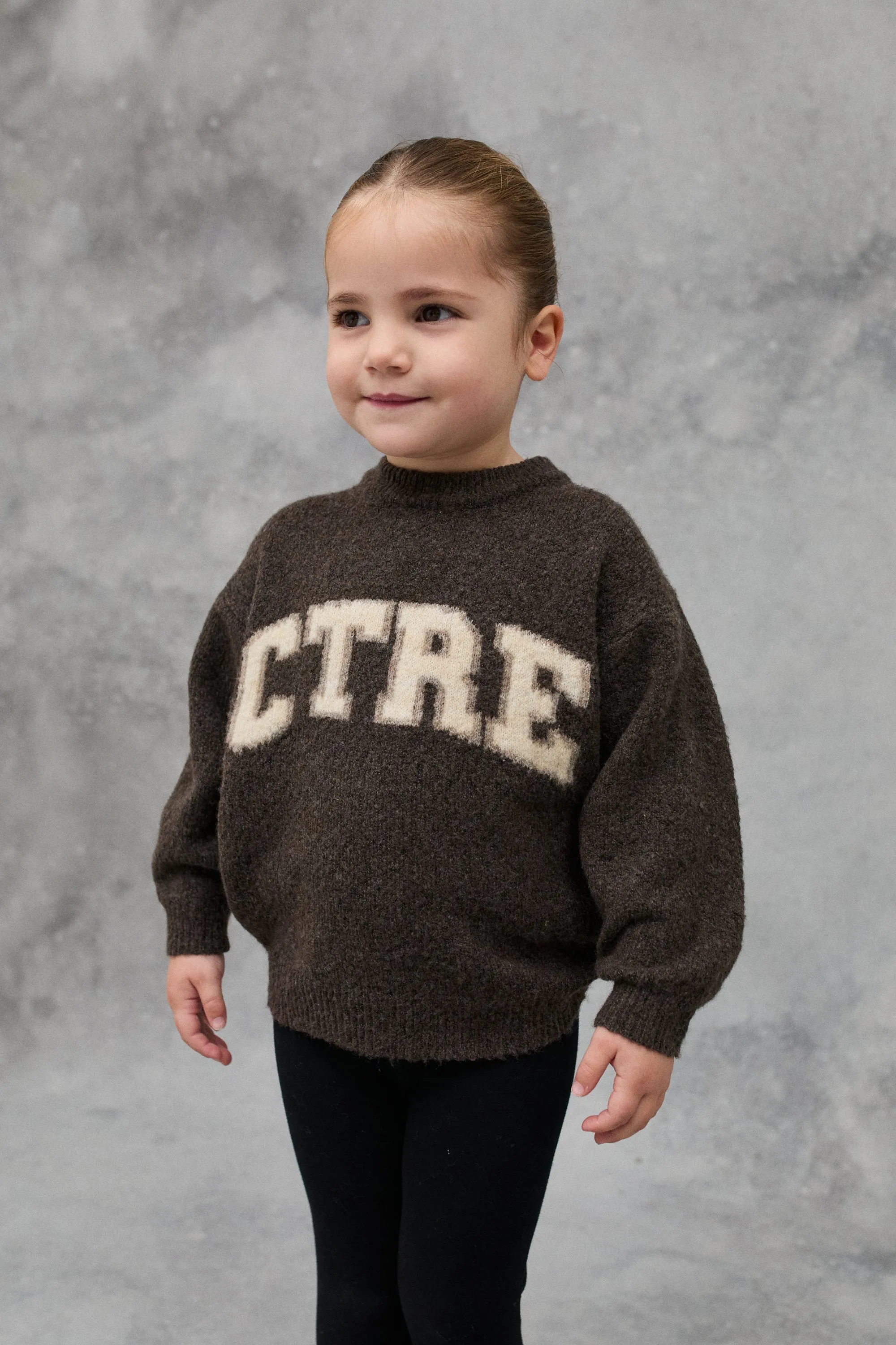 KIDS CTRE KNITTED SWEATSHIRT - BROWN