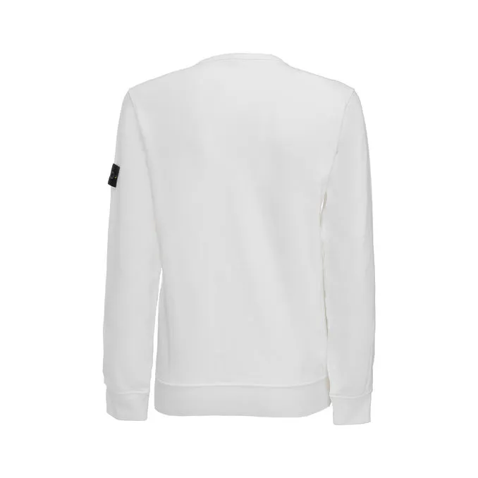 Kids White Cotton Sweatshirt with Nylon Pocket