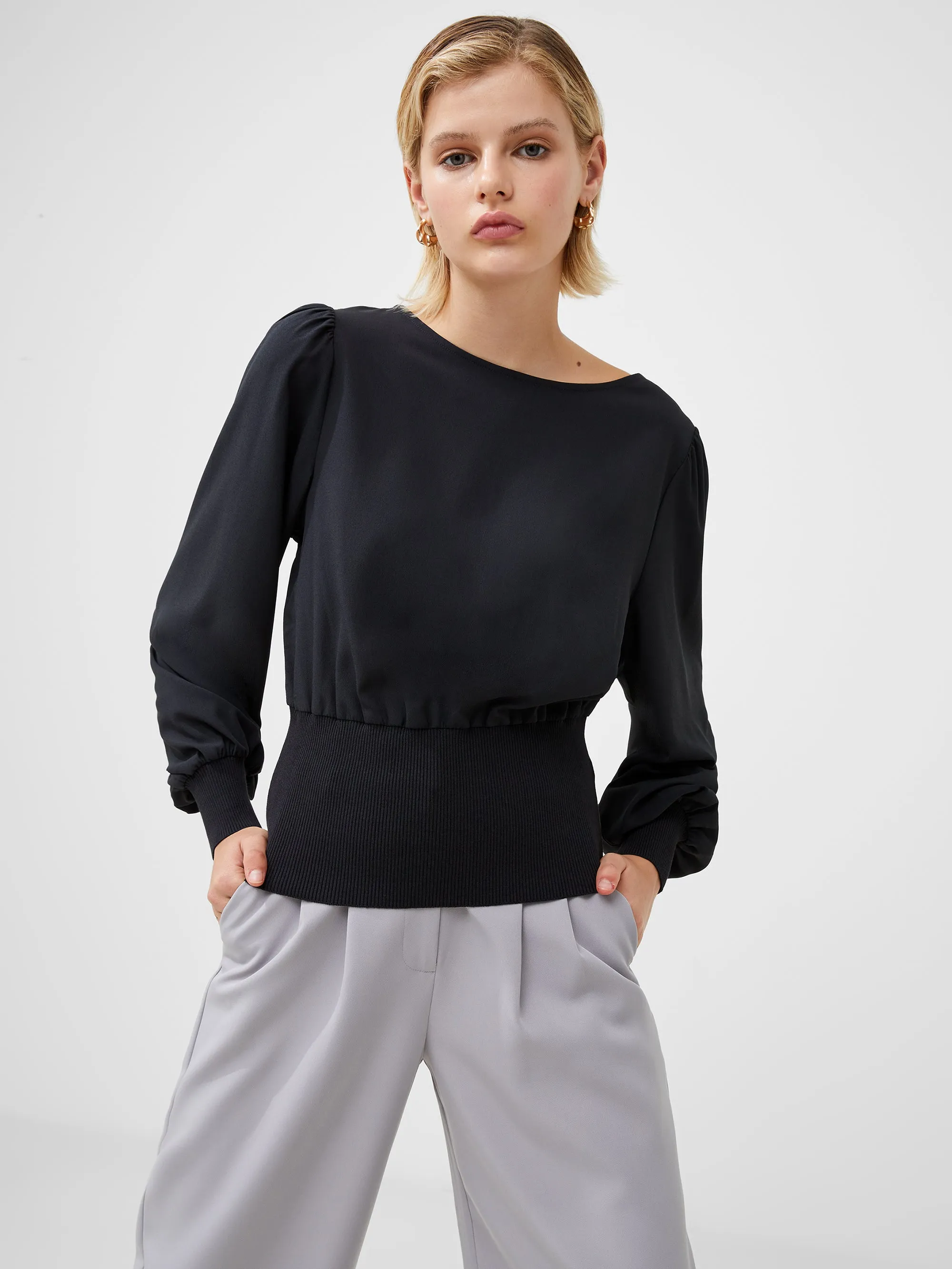 Krista Ribbed Boat Neck Sweater