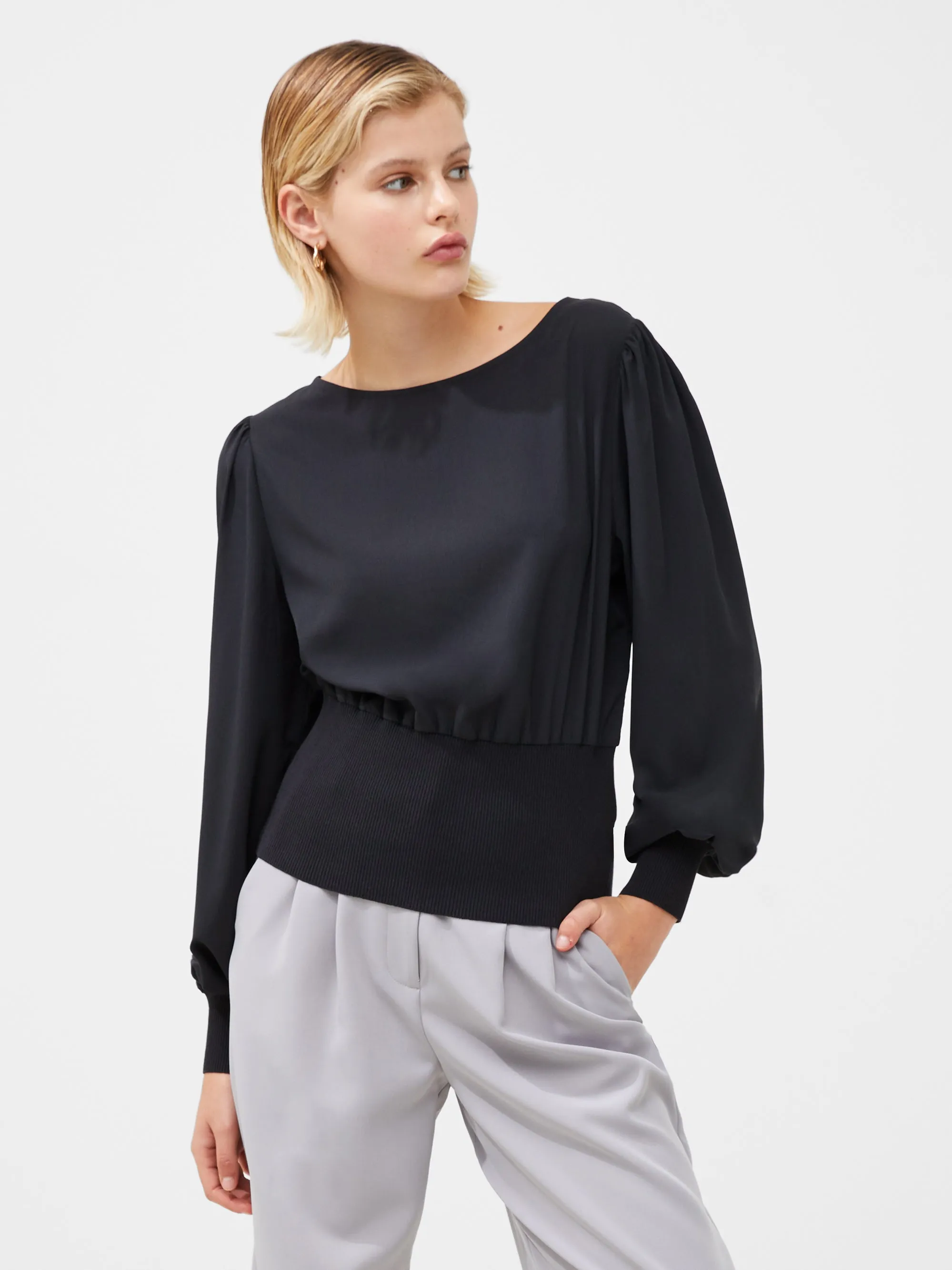 Krista Ribbed Boat Neck Sweater