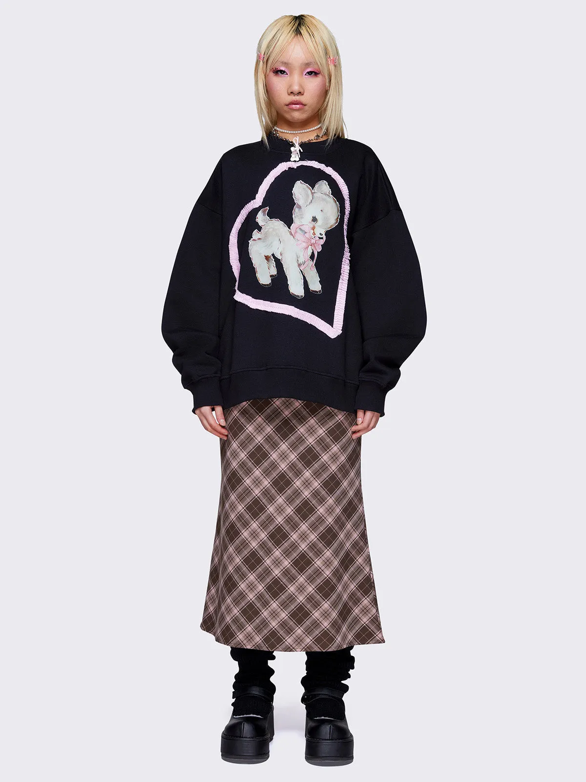 Lamb Print Soft Cotton Sweatshirt for Women