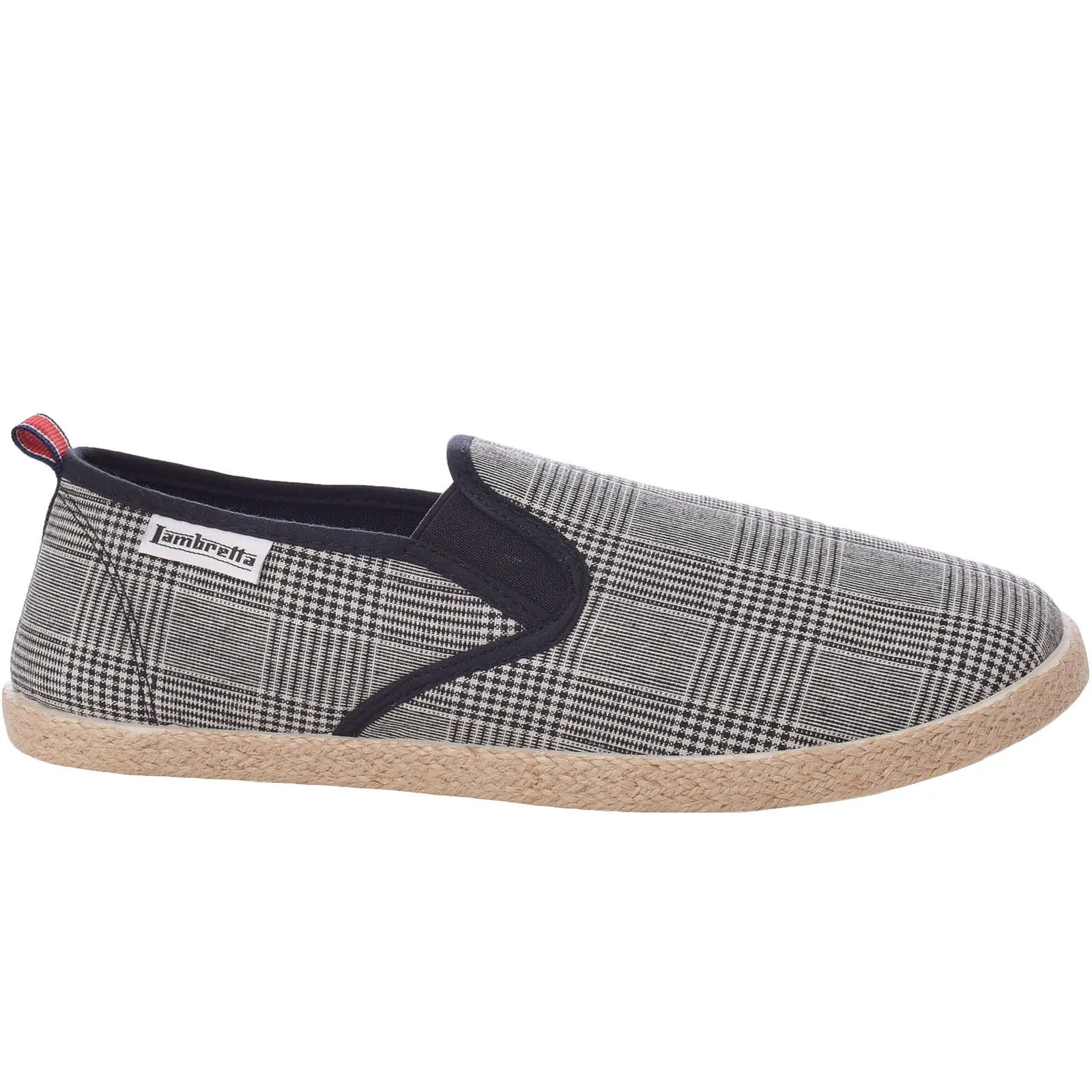 Lambretta Mens Kyak Check Espadrilles Shoes - Black