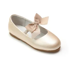 L'Amour Girls Leather Bow Flats for Special Occasions