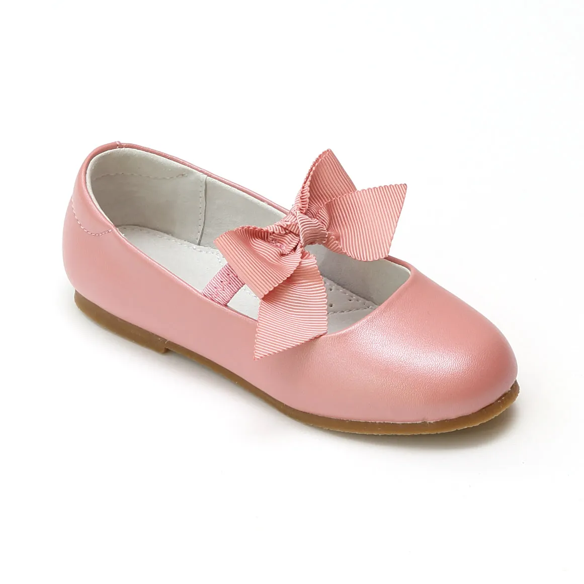 L'Amour Girls Leather Bow Flats for Special Occasions