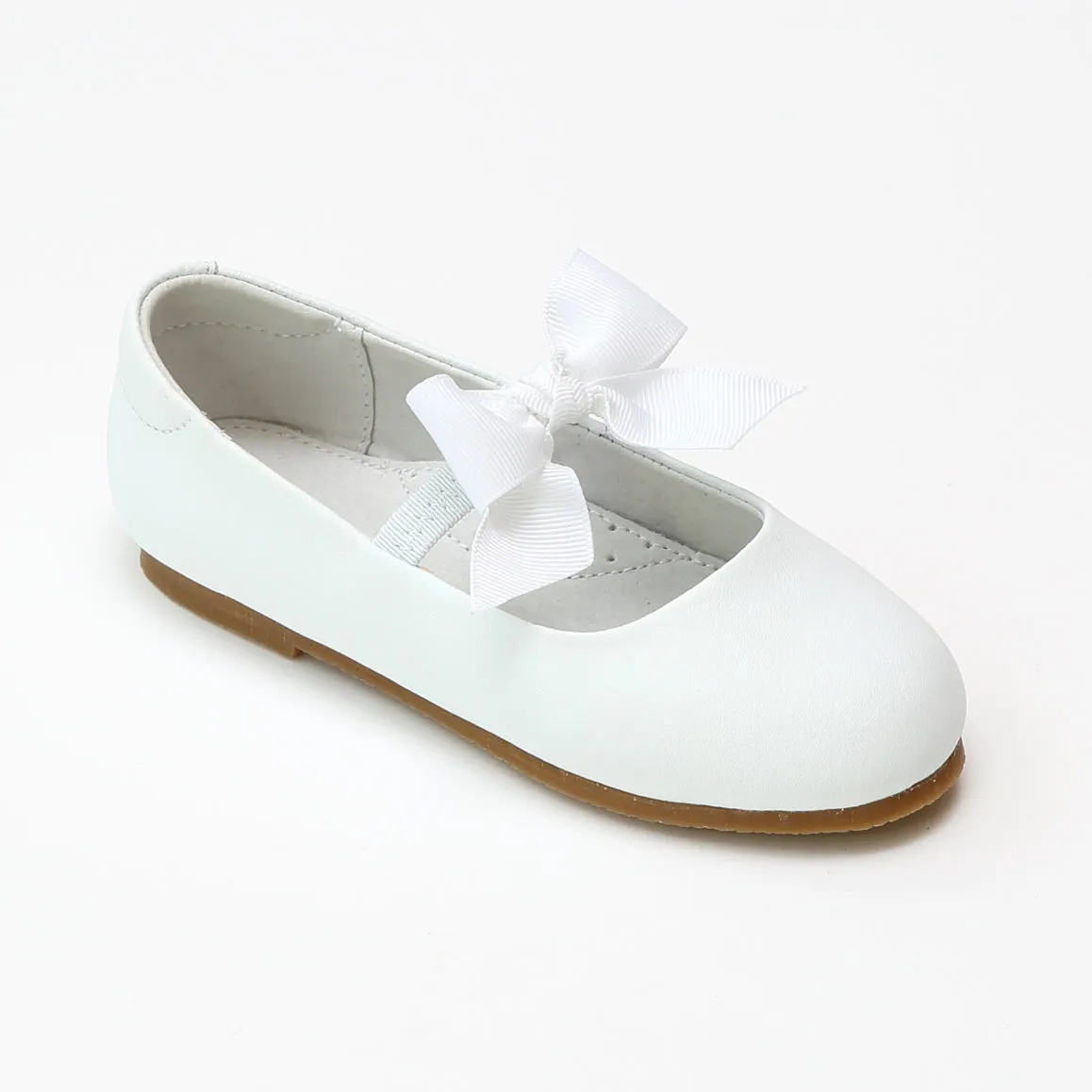 L'Amour Girls Leather Bow Flats for Special Occasions