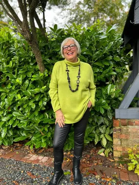 Lime Green Cowl Neck Sweater Polly