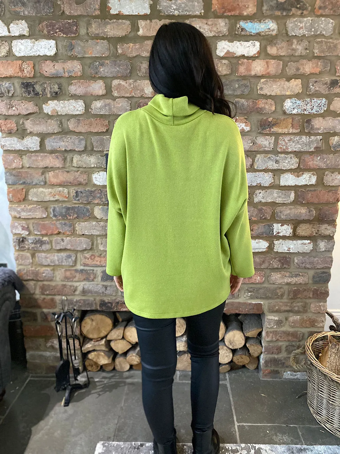 Lime Green Cowl Neck Sweater Polly