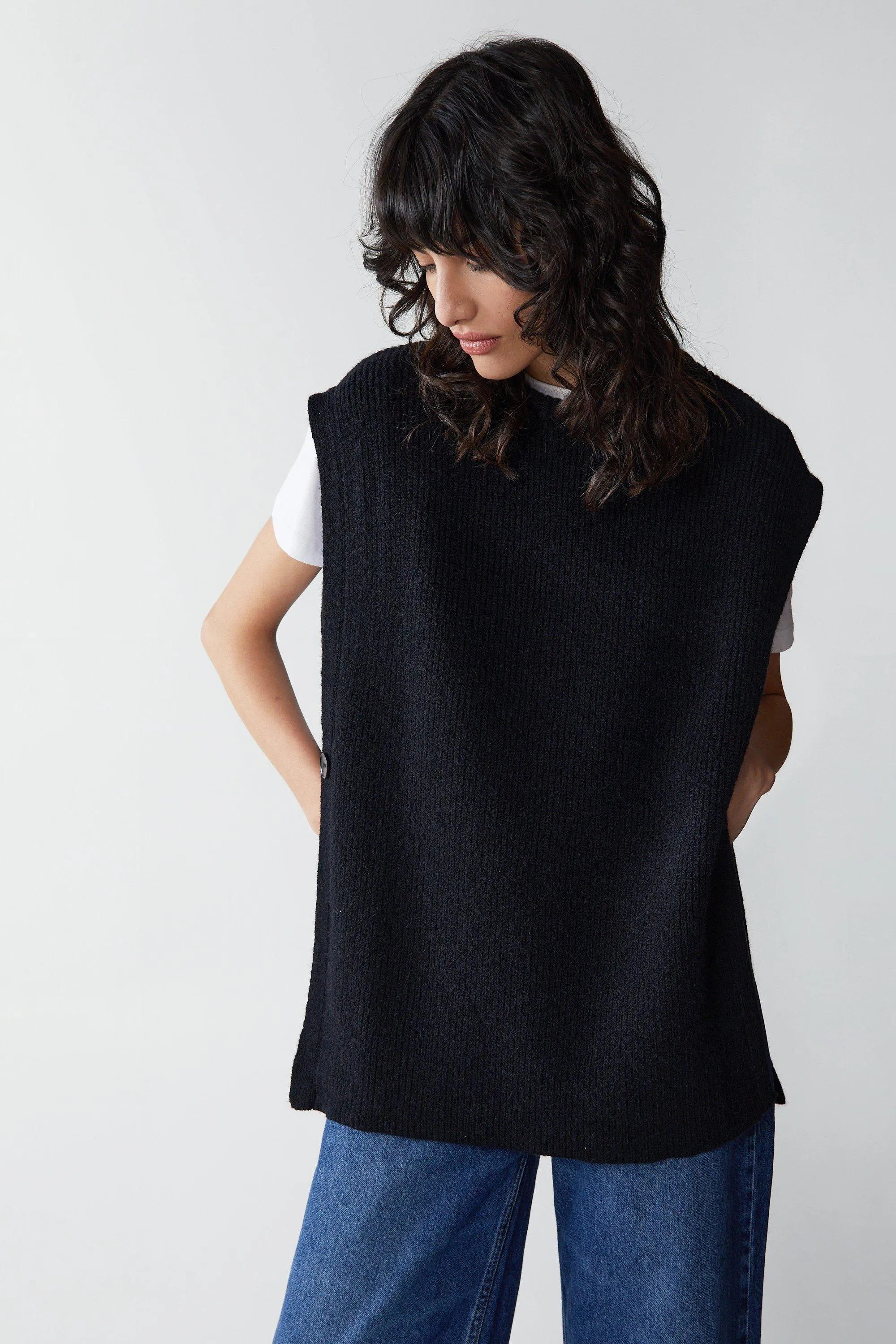 Longline Knitted Tunic, Jumpers & Cardigans | Warehouse