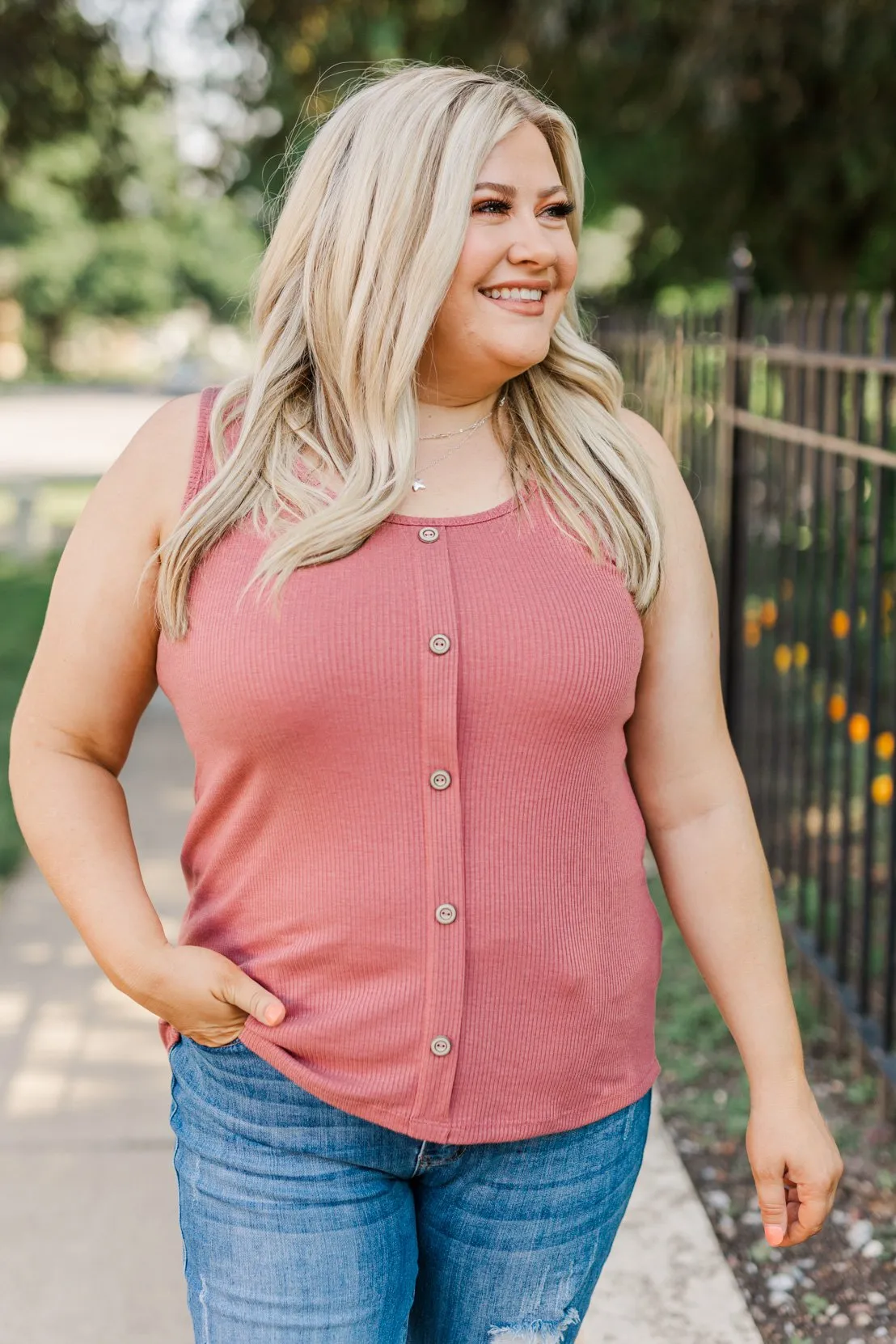 Dark Mauve Loving Myself Ribbed Knit Tank Top