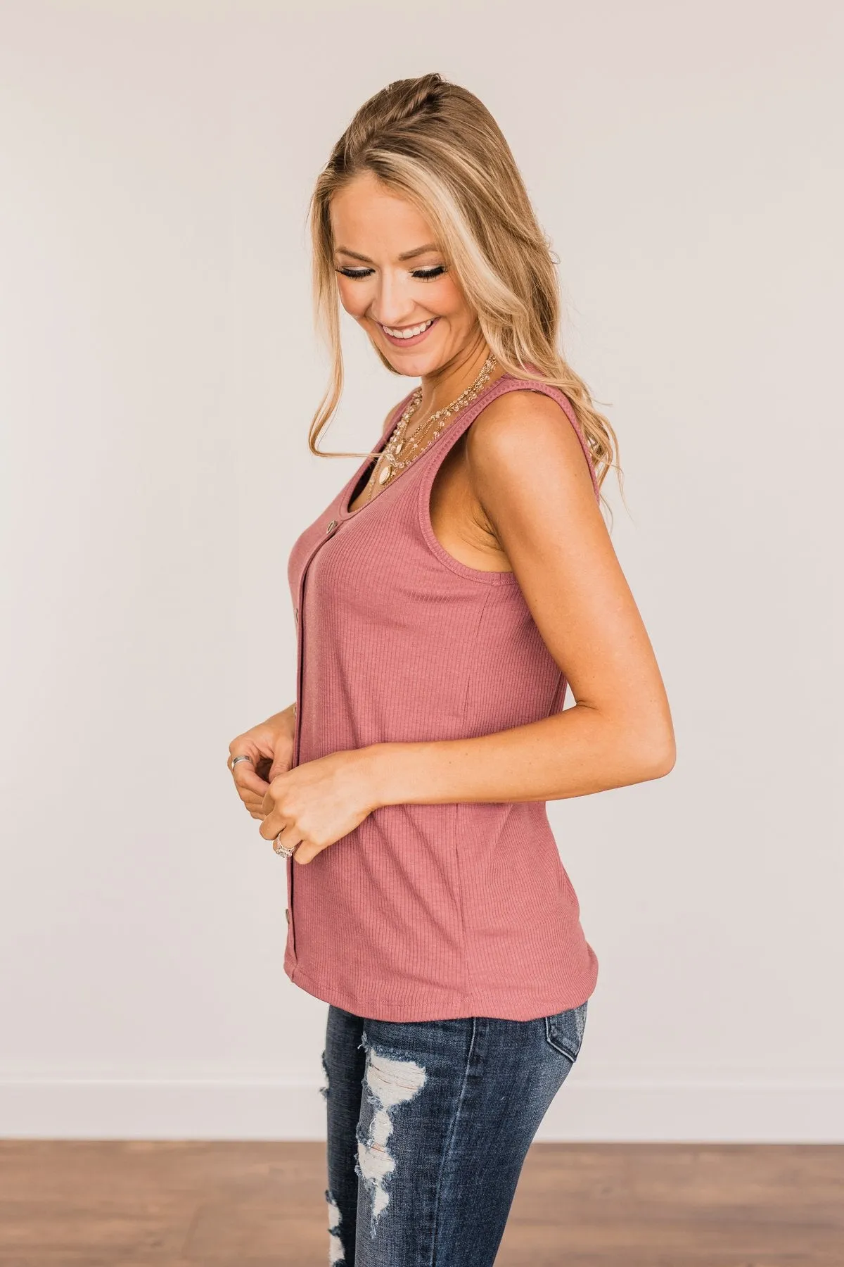 Dark Mauve Loving Myself Ribbed Knit Tank Top