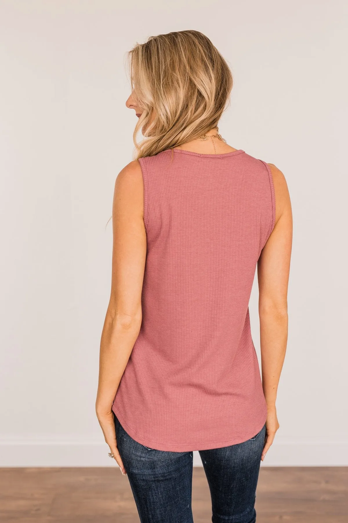 Dark Mauve Loving Myself Ribbed Knit Tank Top