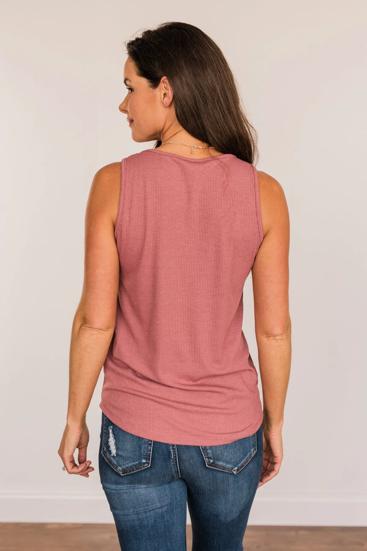 Dark Mauve Loving Myself Ribbed Knit Tank Top