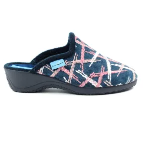 Lunar Erin Navy/Pink Mule Wedge Heel Women's Slippers