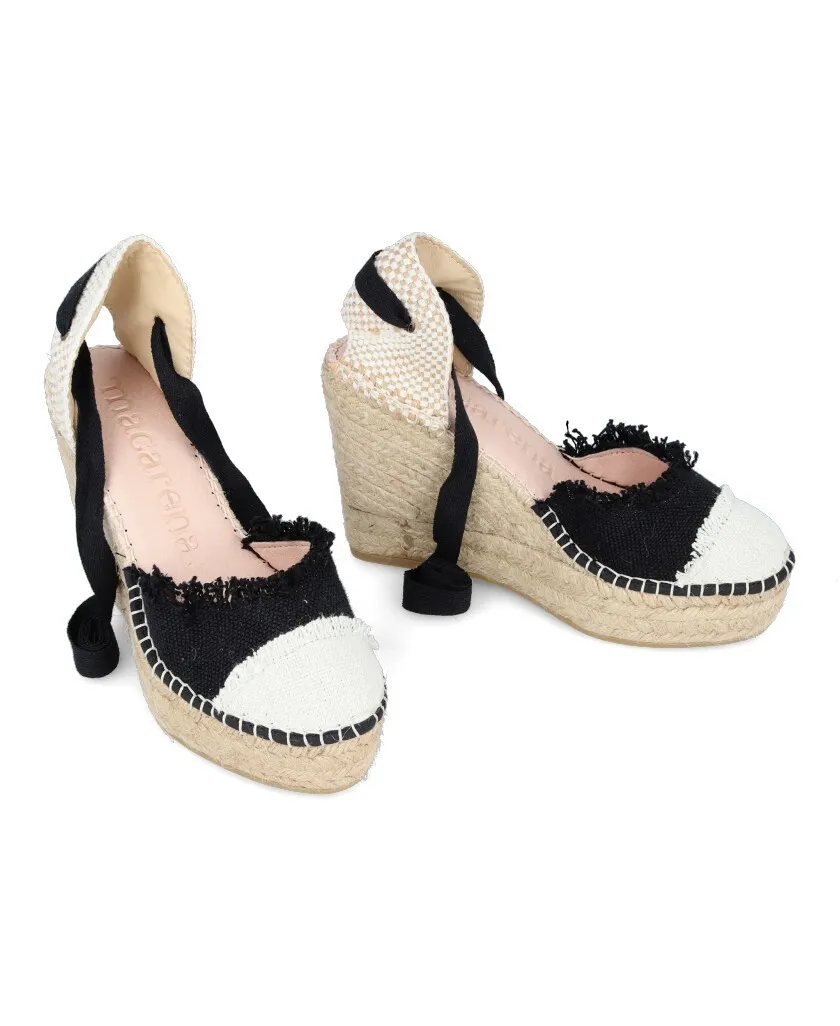 Macarena Alba 120 Black old linen espadrilles