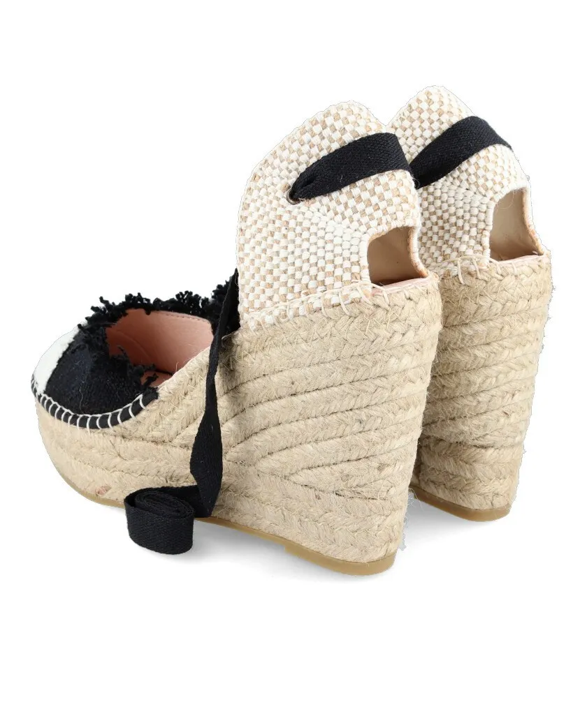 Macarena Alba 120 Black old linen espadrilles