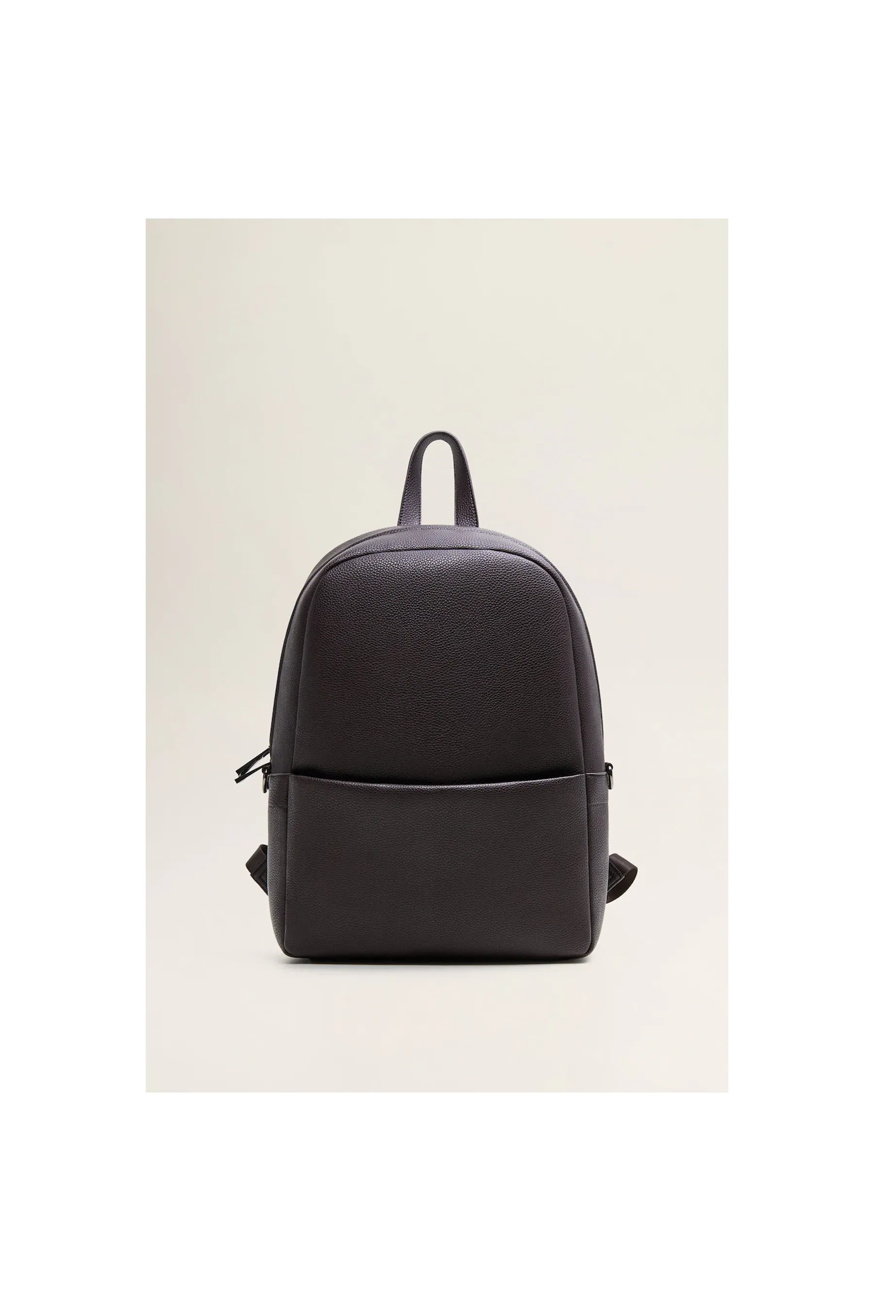 MANGO Brown Pebbled Zip Backpack for Men - akgalleria.com