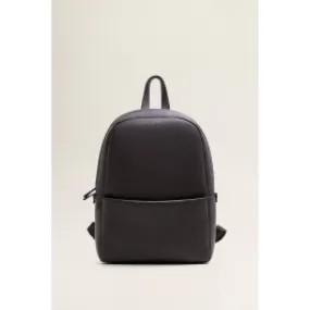 MANGO Brown Pebbled Zip Backpack for Men - akgalleria.com