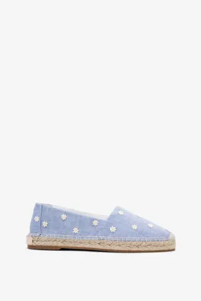 Manolo Blahnik Susille daisy chambray espadrilles